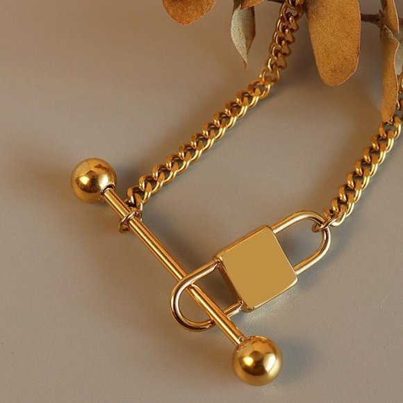 18k Gold Filled Chunky Cuban Bracelet Box Lock Clasp  18k Gold Lock Bracelet
